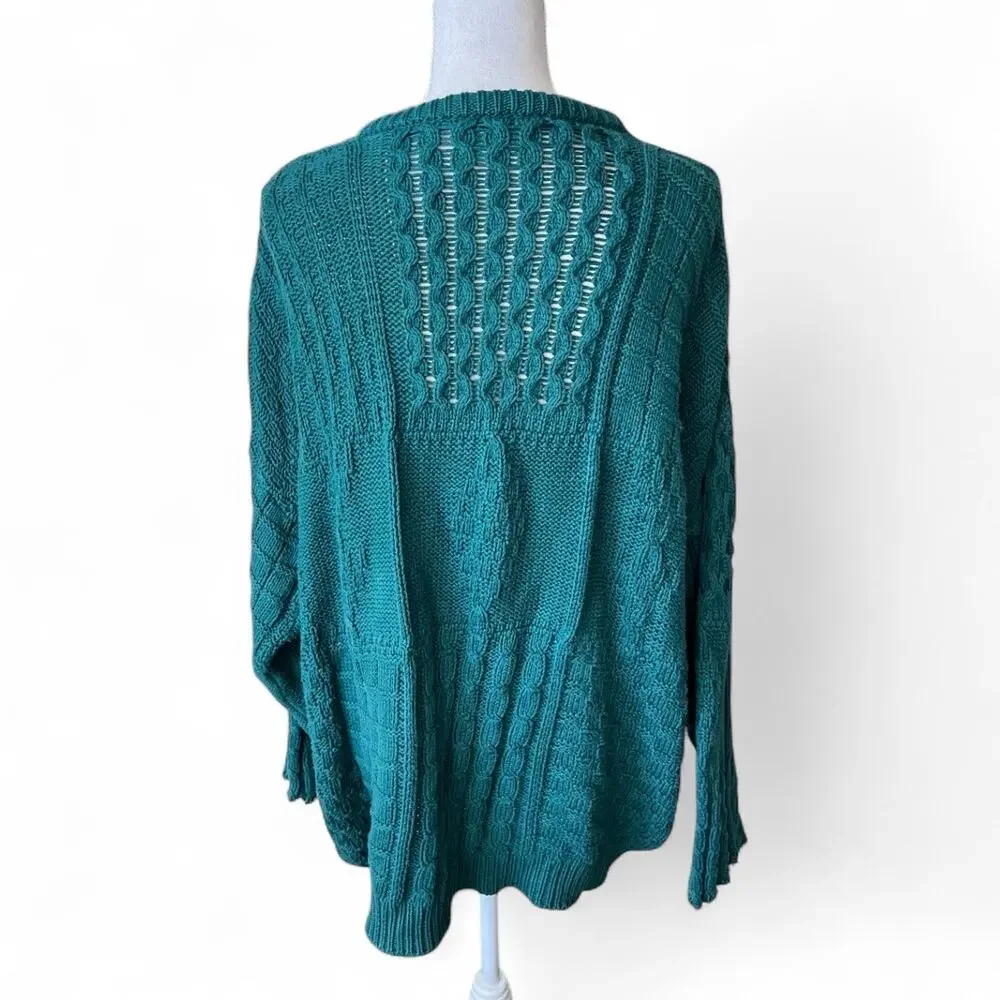 Blarney woolen mills vintage teal green knit sweater oversized grandmacore cozy